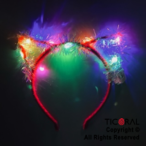 VINCHA OREJAS GATO CALADA CON LAME LUMINOSA COLORES x 12